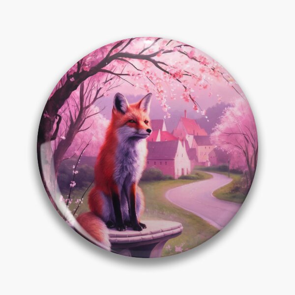 Item preview, Fox Portrait. Fox with cherry blossom, floral fox, vintage fox, fox painting, Johannes Vermeer style designed and sold by FoxVibes.