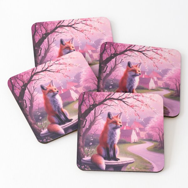Artikelvorschau, Fuchs-Portrait. Fuchs mit Kirschblüte, Blumenfuchs, Vintage-Fuchs, Fuchs-Gemälde, Johannes Vermeer-Stil entworfen und verkauft von FoxVibes.