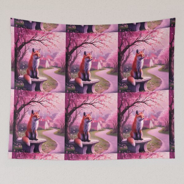 Artikelvorschau, Fuchs-Portrait. Fuchs mit Kirschblüte, Blumenfuchs, Vintage-Fuchs, Fuchs-Gemälde, Johannes Vermeer-Stil entworfen und verkauft von FoxVibes.