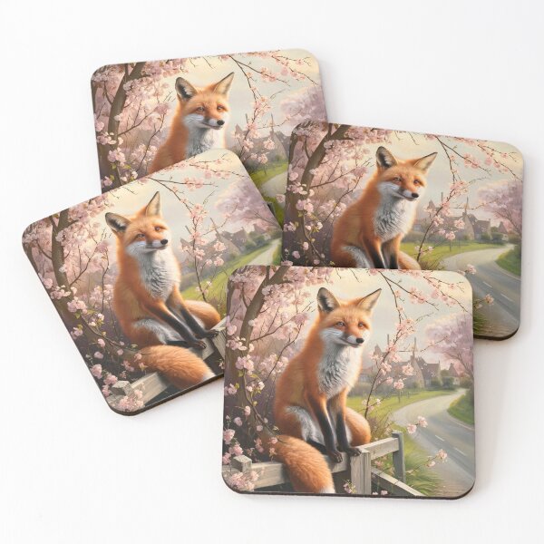 Artikelvorschau, Fuchs-Portrait. Fuchs mit Kirschblüte, Blumenfuchs, Vintage-Fuchs, Fuchs-Gemälde, Johannes Vermeer-Stil entworfen und verkauft von FoxVibes.