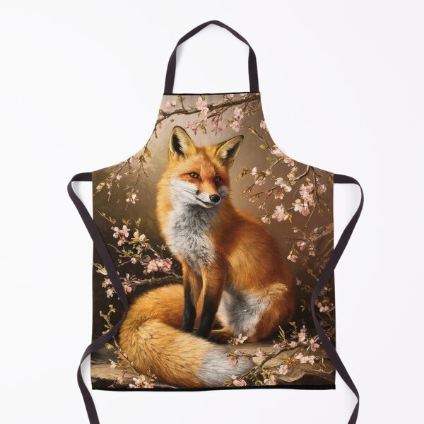 Item preview, Fox Portrait. Fox with cherry blossom, floral fox, vintage fox, fox painting, Johannes Vermeer style designed and sold by FoxVibes.