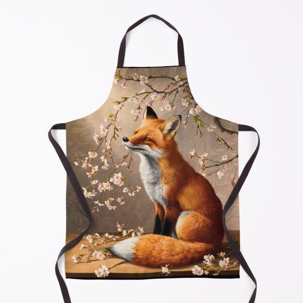 Artikelvorschau, Fuchs-Portrait. Fuchs mit Kirschblüte, Blumenfuchs, Vintage-Fuchs, Fuchs-Gemälde, Johannes Vermeer-Stil entworfen und verkauft von FoxVibes.