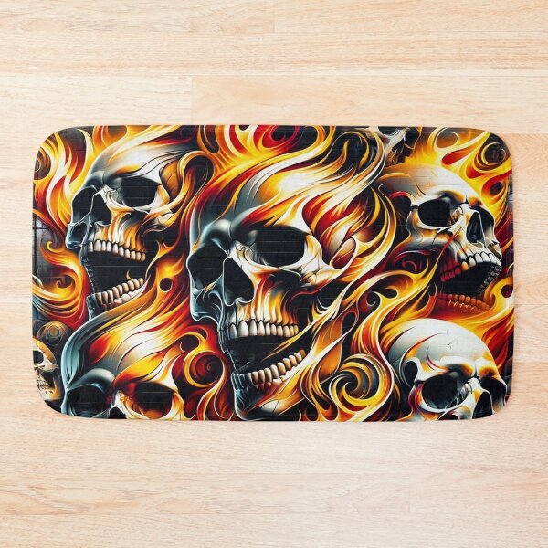 Item preview, Flaming Skulls Pattern Print designed and sold by PinUpPizzazz.