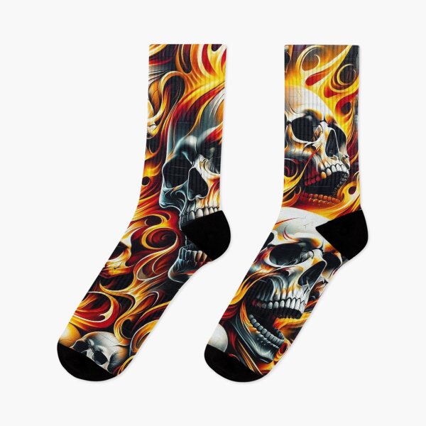 Item preview, Flaming Skulls Pattern Print designed and sold by PinUpPizzazz.