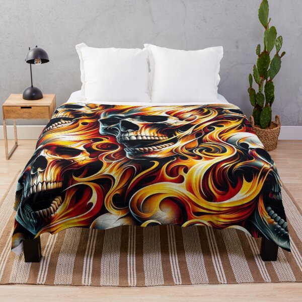 Item preview, Flaming Skulls Pattern Print designed and sold by PinUpPizzazz.