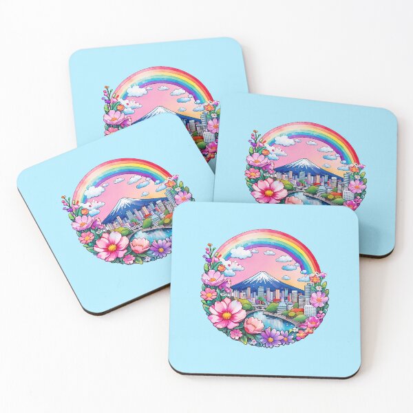 Item preview, "Tokyo Dreams: Mount Fuji and Cityscape Rainbow Sticker on Redbubble" designed and sold by Cosmicreations1.