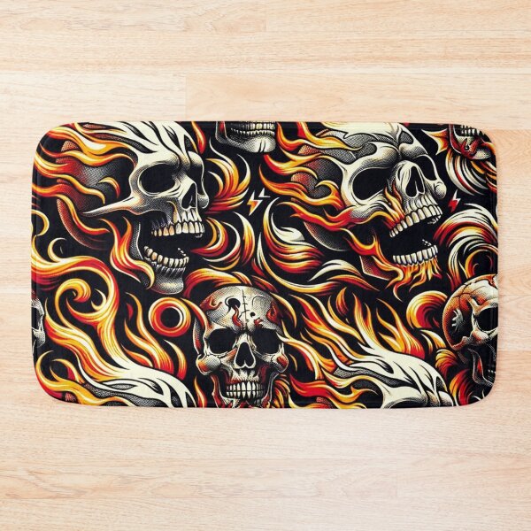 Item preview, Flaming Skulls Pattern Print designed and sold by PinUpPizzazz.