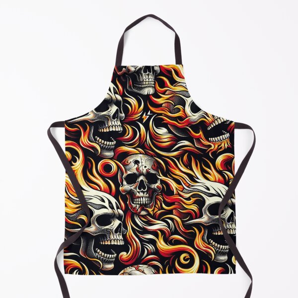 Item preview, Flaming Skulls Pattern Print designed and sold by PinUpPizzazz.