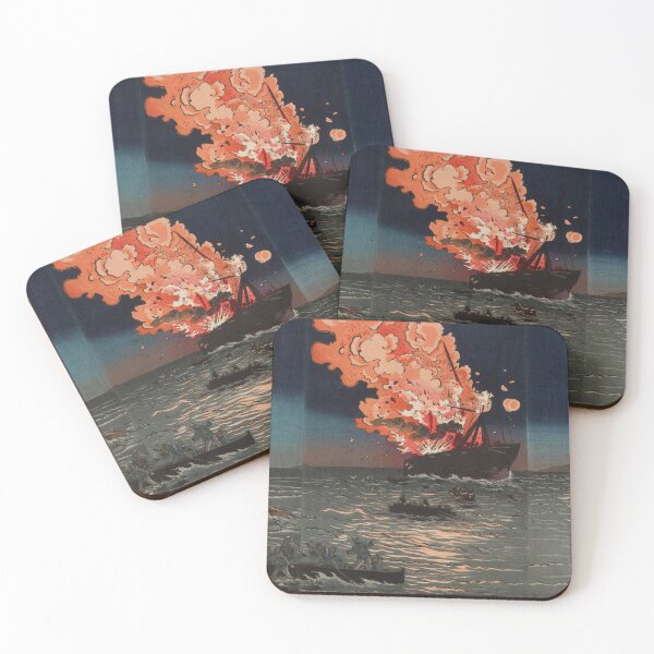 Item preview, The Naval Battle of Pungdo in Korea (1894) by Kobayashi Kiyochika designed and sold by My Artprintz.