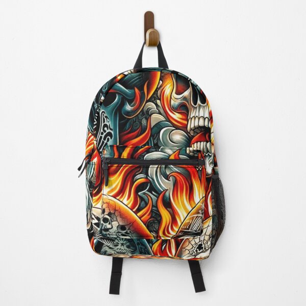 Item preview, Flaming Skulls Pattern Print designed and sold by PinUpPizzazz.