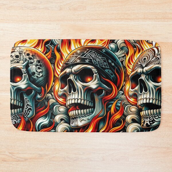 Item preview, Flaming Skulls Pattern Print designed and sold by PinUpPizzazz.