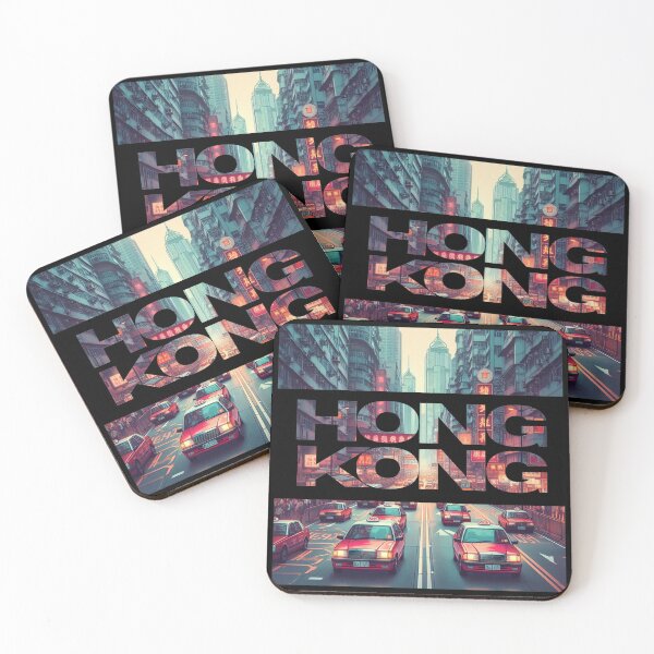 Item preview, Hong Kong busy road with red taxi cabs designed and sold by coloursforkids.