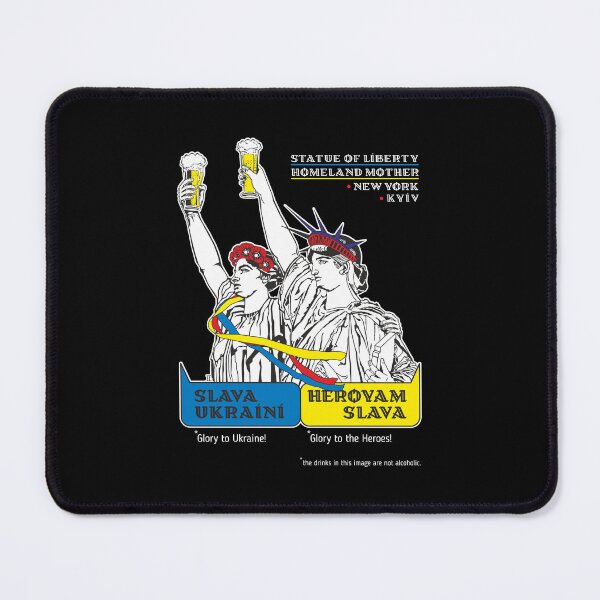 Item preview, Statue of Liberty and Homeland Mother.Dark background. (Glory to Ukraine! Glory to the heroes!) designed and sold by sarabeevart.
