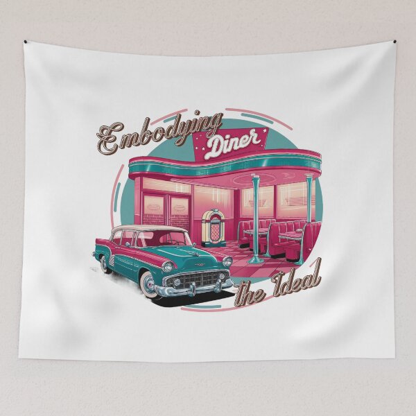 Item preview, Classic Americana Diner Scene with Vintage Car designed and sold by behnay.