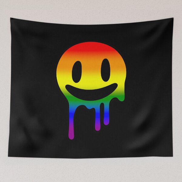 Item preview, Melting Smiley Face LGBTQ+ Rainbow Pride Flag Colors, Trippy Drip Rave Rainbow Design, Pride Festival designed and sold by Travelslightly.