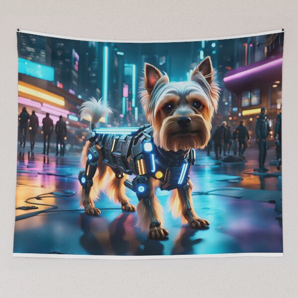 Item preview, Yorkshire Terrier Cyborg: Futuristic Friend designed and sold by StrasznyWilk.