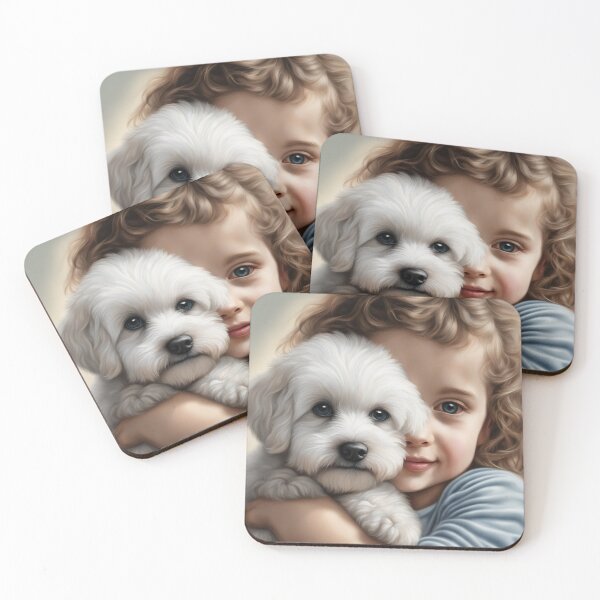 Item preview, Happy Happy Bichon Frise Puppy with Cute Lil' Girl! designed and sold by Annabelly321.