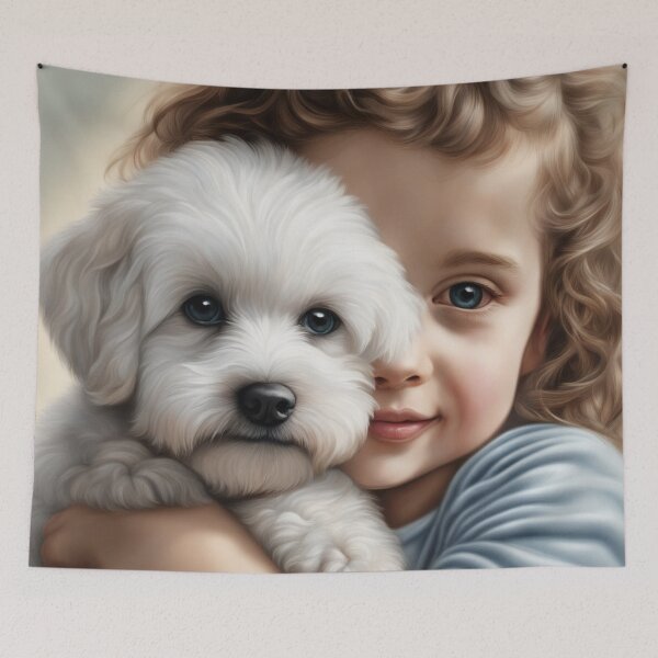 Item preview, Happy Happy Bichon Frise Puppy with Cute Lil' Girl! designed and sold by Annabelly321.