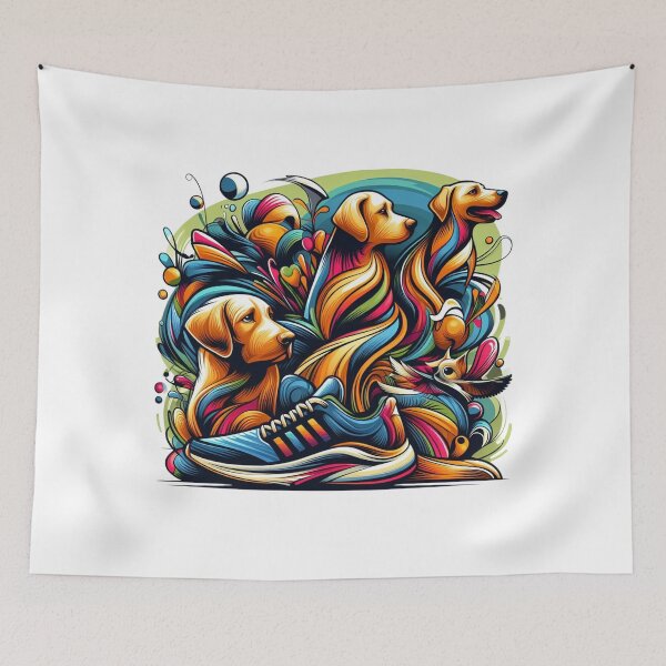 Item preview, colorful dog and run designed and sold by Suppers.
