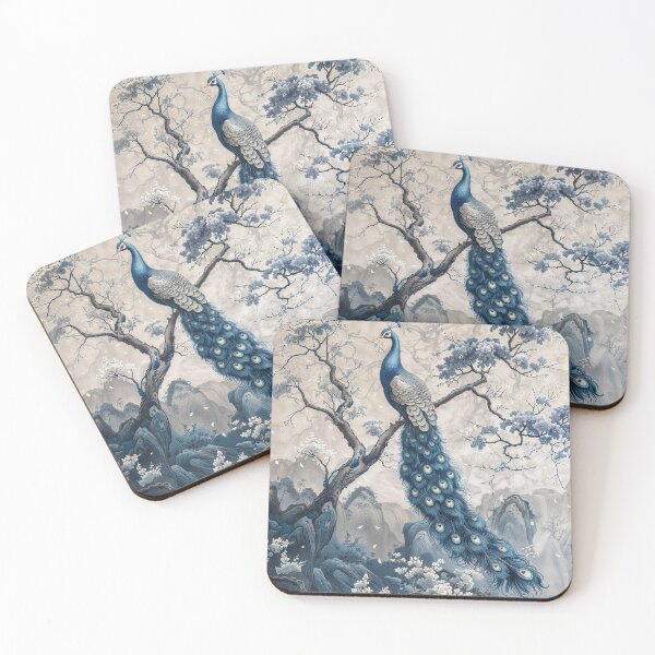 Item preview, A Pattern of Elegant Peacocks in the Style of Chinoiserie designed and sold by Ellebecool.