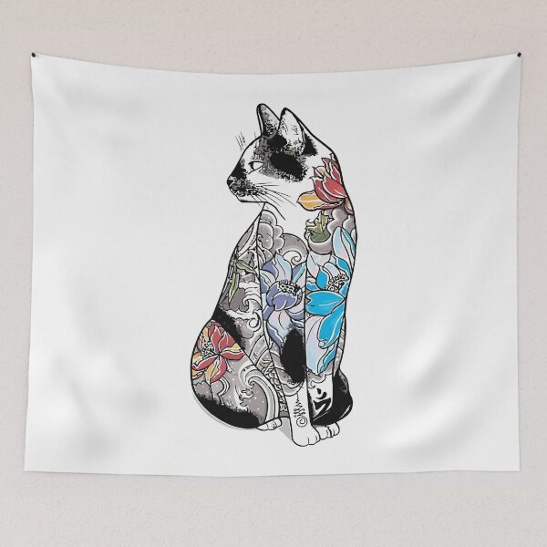 Item preview, Cat in Lotus Tattoo designed and sold by Jeanbusket.
