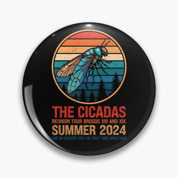 Item preview, Cicadas Reunion Tour 2024 Summer Brood Vintage Retro Sunset designed and sold by GravitiTees.