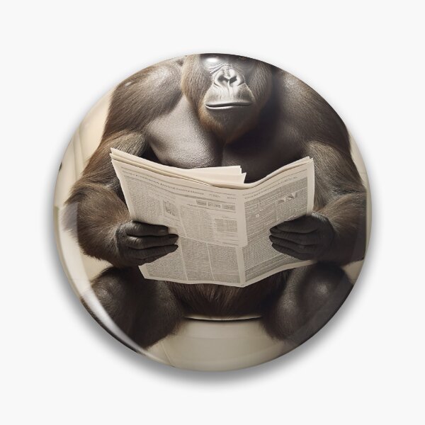 Item preview, Gorilla Sitting on the Toilet Reading a Newspaper designed and sold by RobertoGreen.