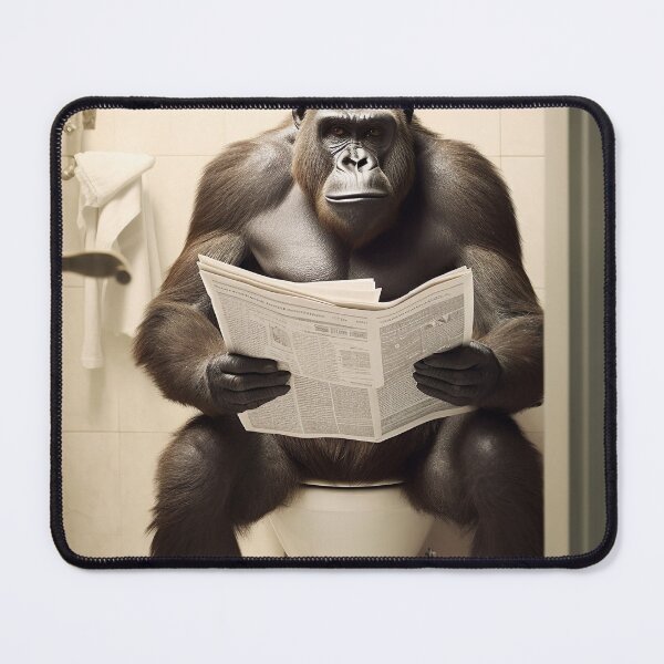 Item preview, Gorilla Sitting on the Toilet Reading a Newspaper designed and sold by RobertoGreen.