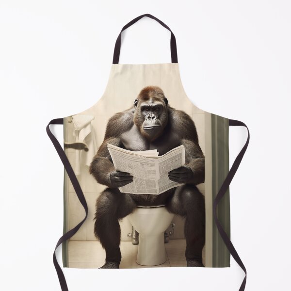 Item preview, Gorilla Sitting on the Toilet Reading a Newspaper designed and sold by RobertoGreen.