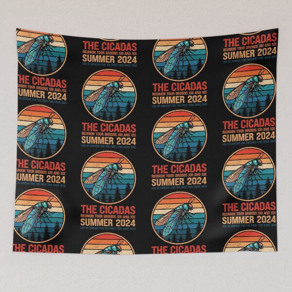 Item preview, Cicadas Reunion Tour 2024 Summer Brood Vintage Retro Sunset designed and sold by GravitiTees.