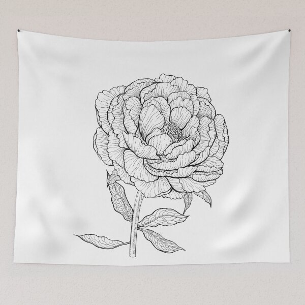 Item preview, Peony flower in magenta in black and white designed and sold by Katerina Mitkova Kirilova.