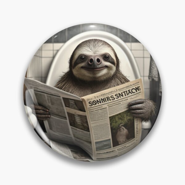Item preview, Sloth Sitting on the Toilet Reading a Newspaper designed and sold by RobertoGreen.