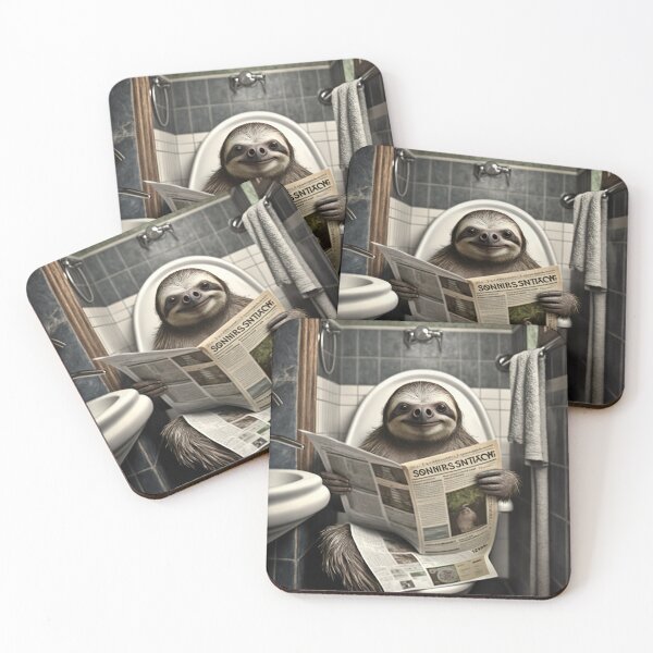 Item preview, Sloth Sitting on the Toilet Reading a Newspaper designed and sold by RobertoGreen.