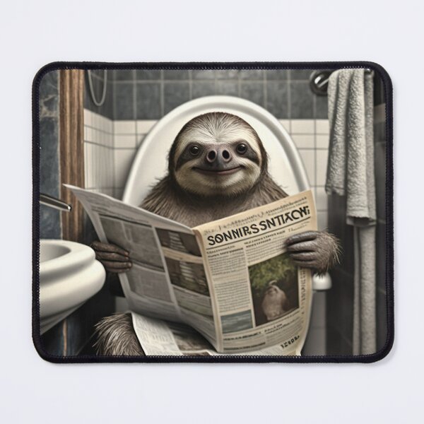 Item preview, Sloth Sitting on the Toilet Reading a Newspaper designed and sold by RobertoGreen.
