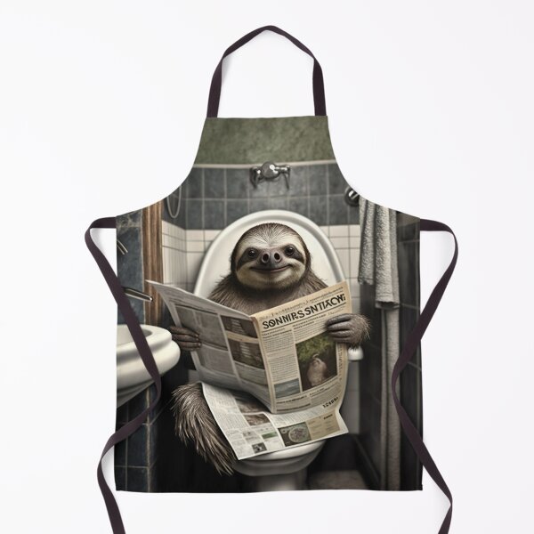 Item preview, Sloth Sitting on the Toilet Reading a Newspaper designed and sold by RobertoGreen.