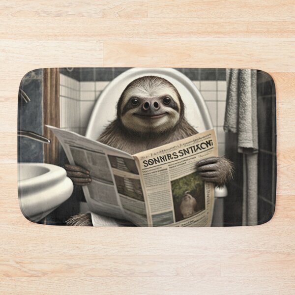 Item preview, Sloth Sitting on the Toilet Reading a Newspaper designed and sold by RobertoGreen.