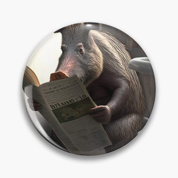 Item preview, Wild Boar Sitting on the Toilet Reading a Newspaper designed and sold by RobertoGreen.