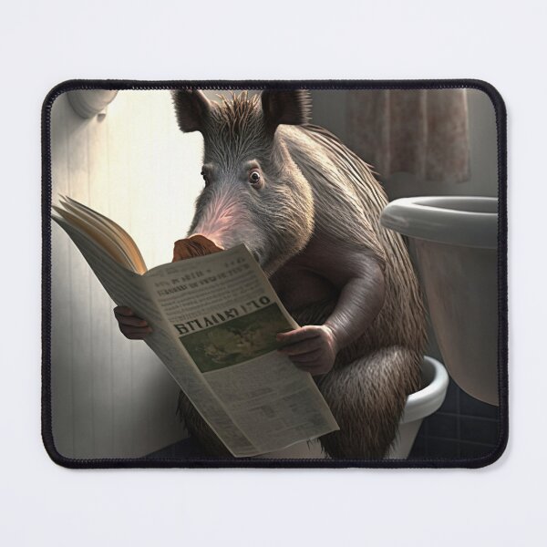 Item preview, Wild Boar Sitting on the Toilet Reading a Newspaper designed and sold by RobertoGreen.