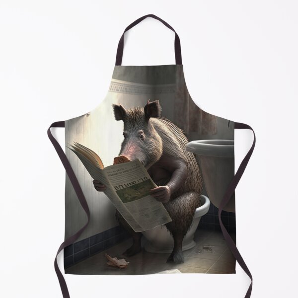 Item preview, Wild Boar Sitting on the Toilet Reading a Newspaper designed and sold by RobertoGreen.