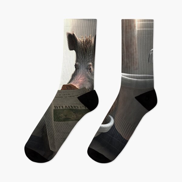 Item preview, Wild Boar Sitting on the Toilet Reading a Newspaper designed and sold by RobertoGreen.