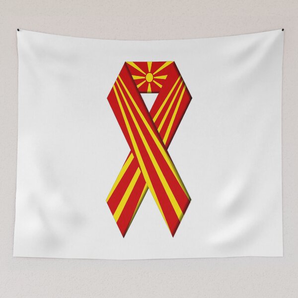 Item preview,  North Macedonia flag in ribbon design, Ribbon flag of North Macedonian designed and sold by WhiteDoveArt.
