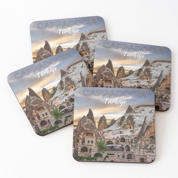 Item preview, Cappadocia Fairy Chimneys and Rock Carved Houses - Turkey Travel Poster designed and sold by tarzbol.