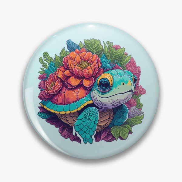 Item preview, Happy Sea Turtle with Flowers designed and sold by FocusChillax.