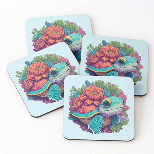 Item preview, Happy Sea Turtle with Flowers designed and sold by FocusChillax.