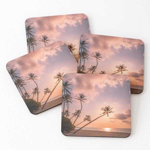 Item preview, Romantic sunset beach with palm trees designed and sold by icemanphotos.