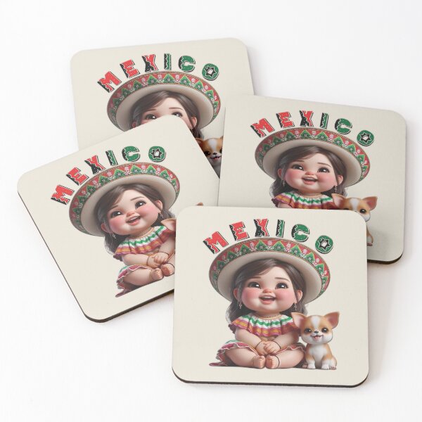 Item preview, A Cute Mexican Baby Girl with a puppy wearing a traditional Mexican clothes designed and sold by Witsprings.