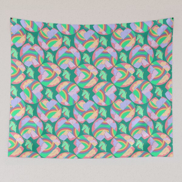 Item preview, Green dreamy unicorn and clouds designed and sold by YasminaSaeed.