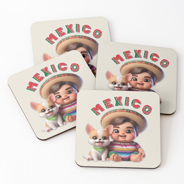 Item preview, A Cute Mexican Baby Boy with a puppy wearing a traditional Mexican clothes designed and sold by Witsprings.