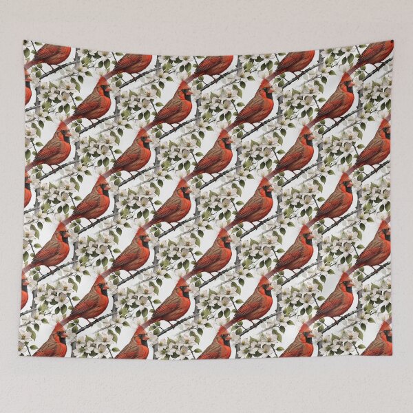 Item preview, Red Cardinal Bird Surrounded By Flowering Dogwood Pattern  designed and sold by taiche.