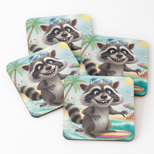 Item preview, FUNNY RACCOON SURFING " . For raccoon lovers  designed and sold by Obinne.